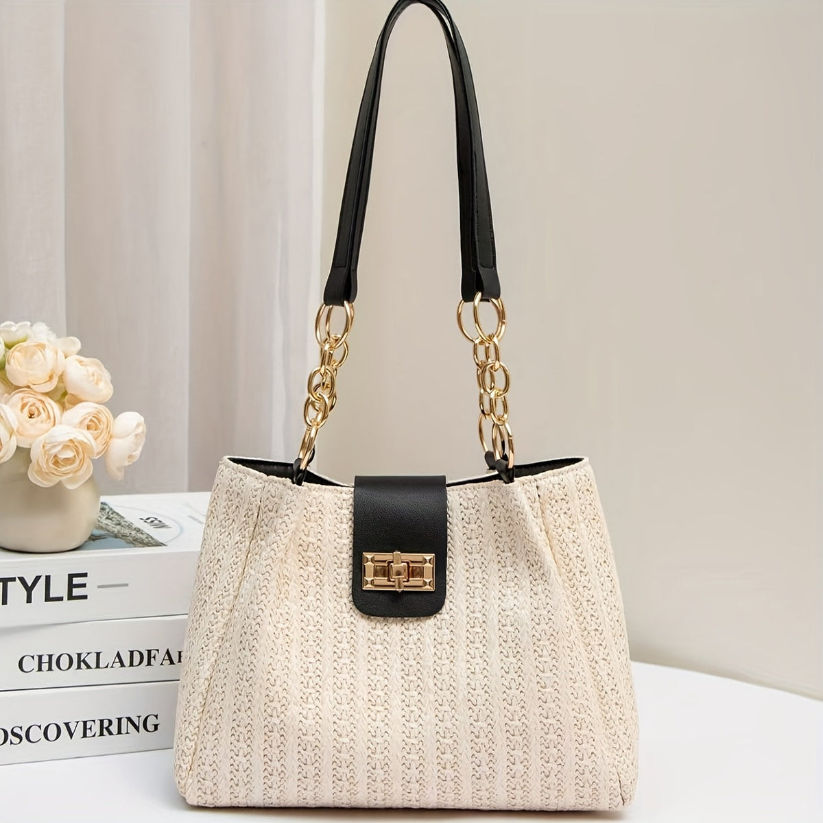 Bolsa Feminina Trançada – Ombro Único, Design Elegante