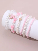 Kit 6 Pulseiras Femininas – Pérola, Contas, Coração e Borbo