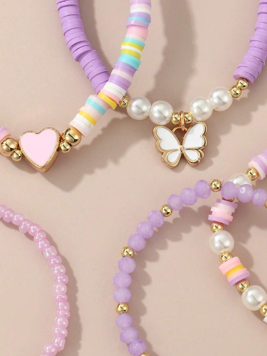 Kit 6 Pulseiras Femininas – Pérola, Contas, Coração e Borbo