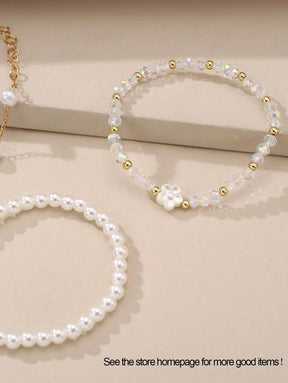 Kit 6 Pulseiras Femininas – Pérola, Contas, Coração e Borbo