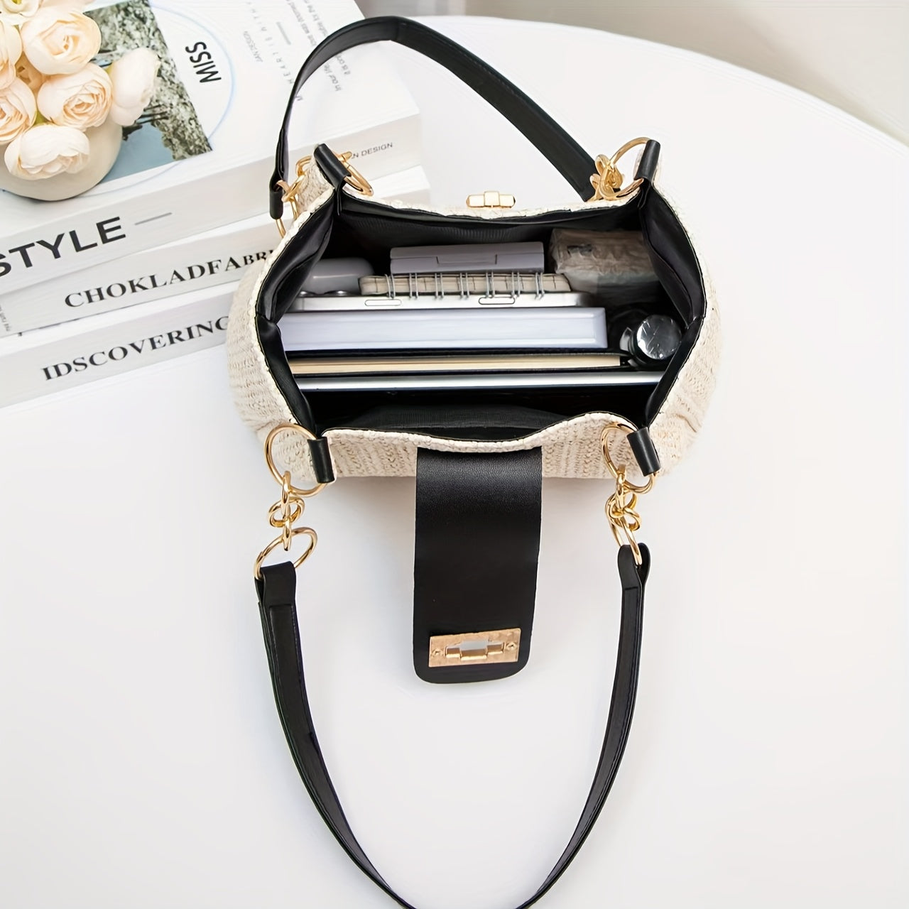 Bolsa Feminina Trançada – Ombro Único, Design Elegante