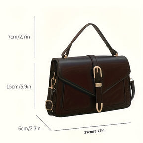 Bolsa Tiracolo Casual – Design Quadrado com Detalhes Dourados