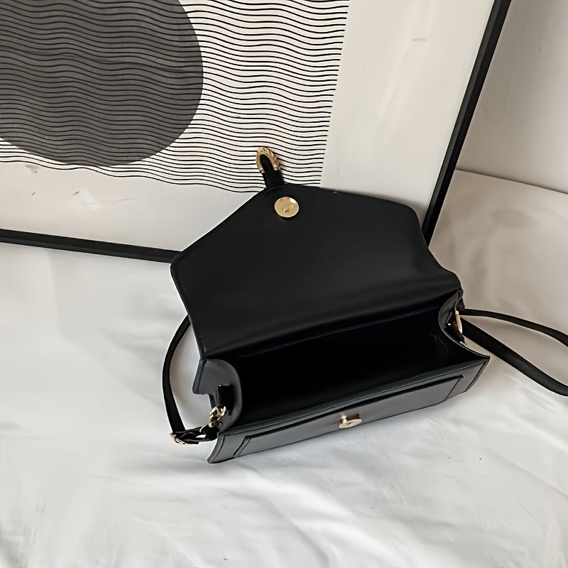 Bolsa Tiracolo Casual – Design Quadrado com Detalhes Dourados